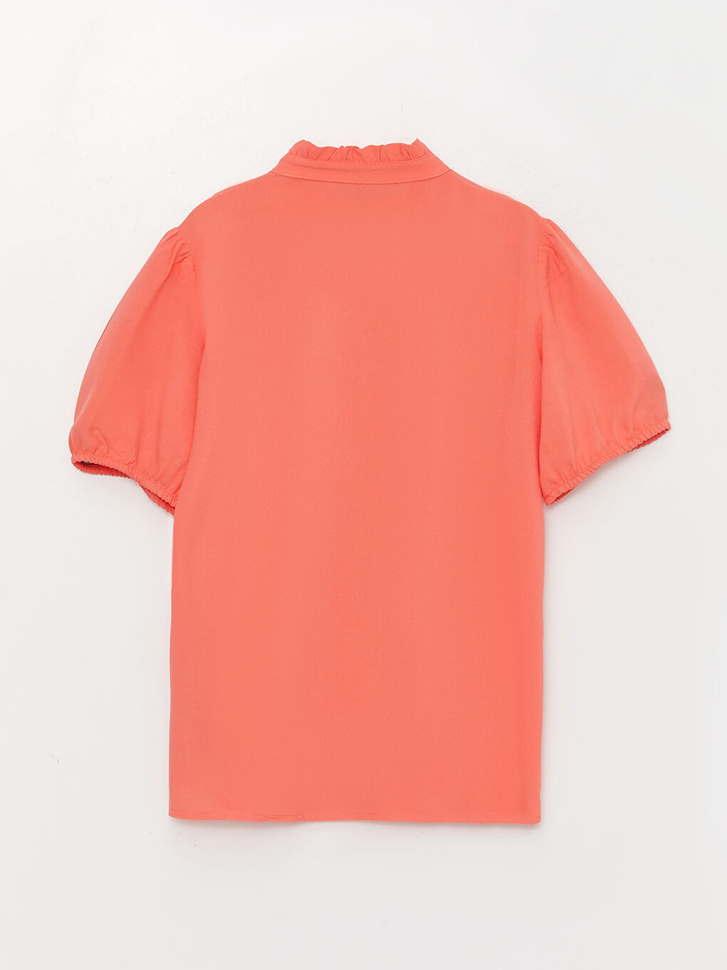 High Collar Basic Short Sleeve Girl Shirt-1