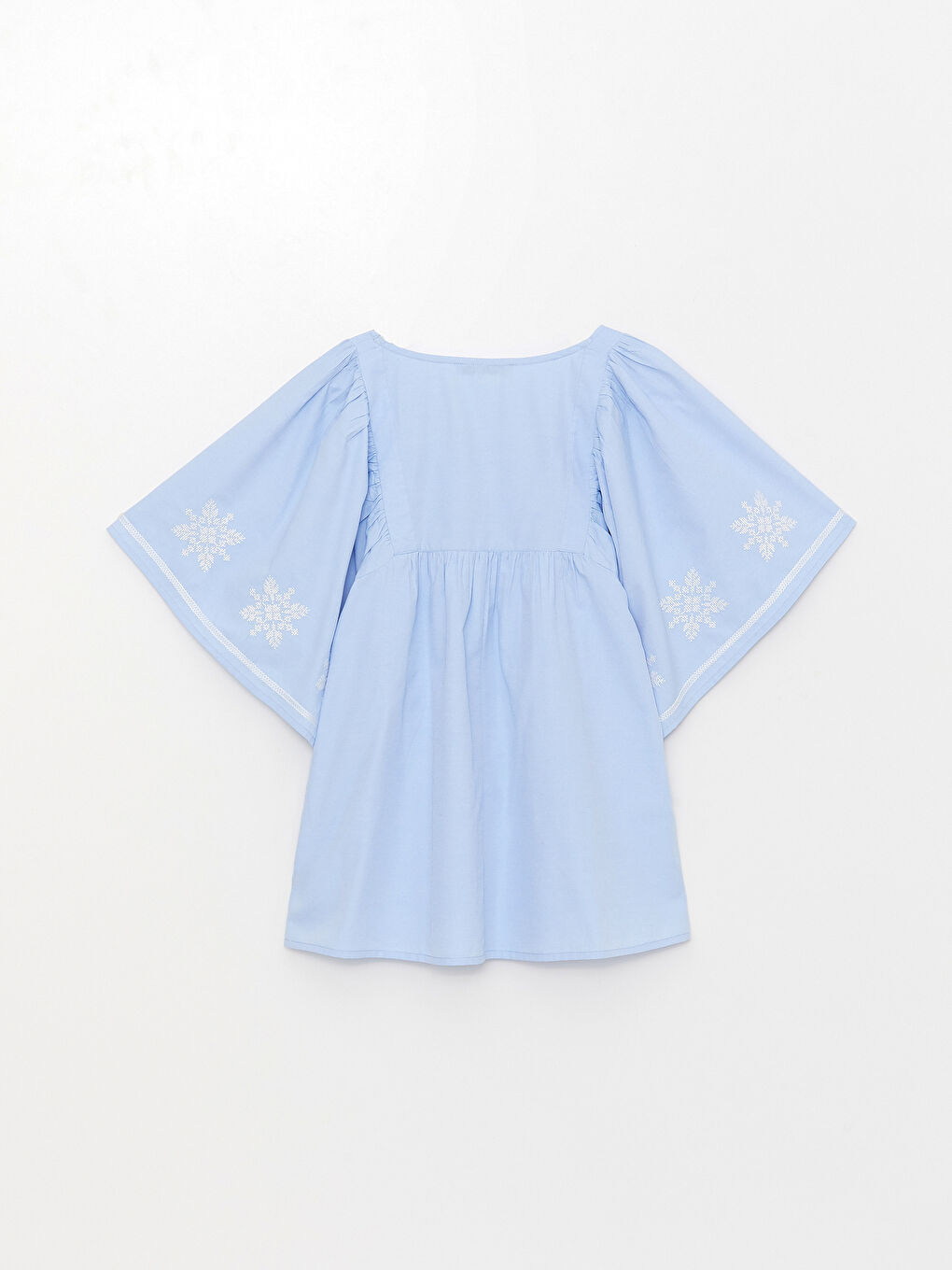 LCWAIKIKI Classic Heart Collar Embroidered Short Sleeve Women's Blouse -S3DK72Z8-SX2