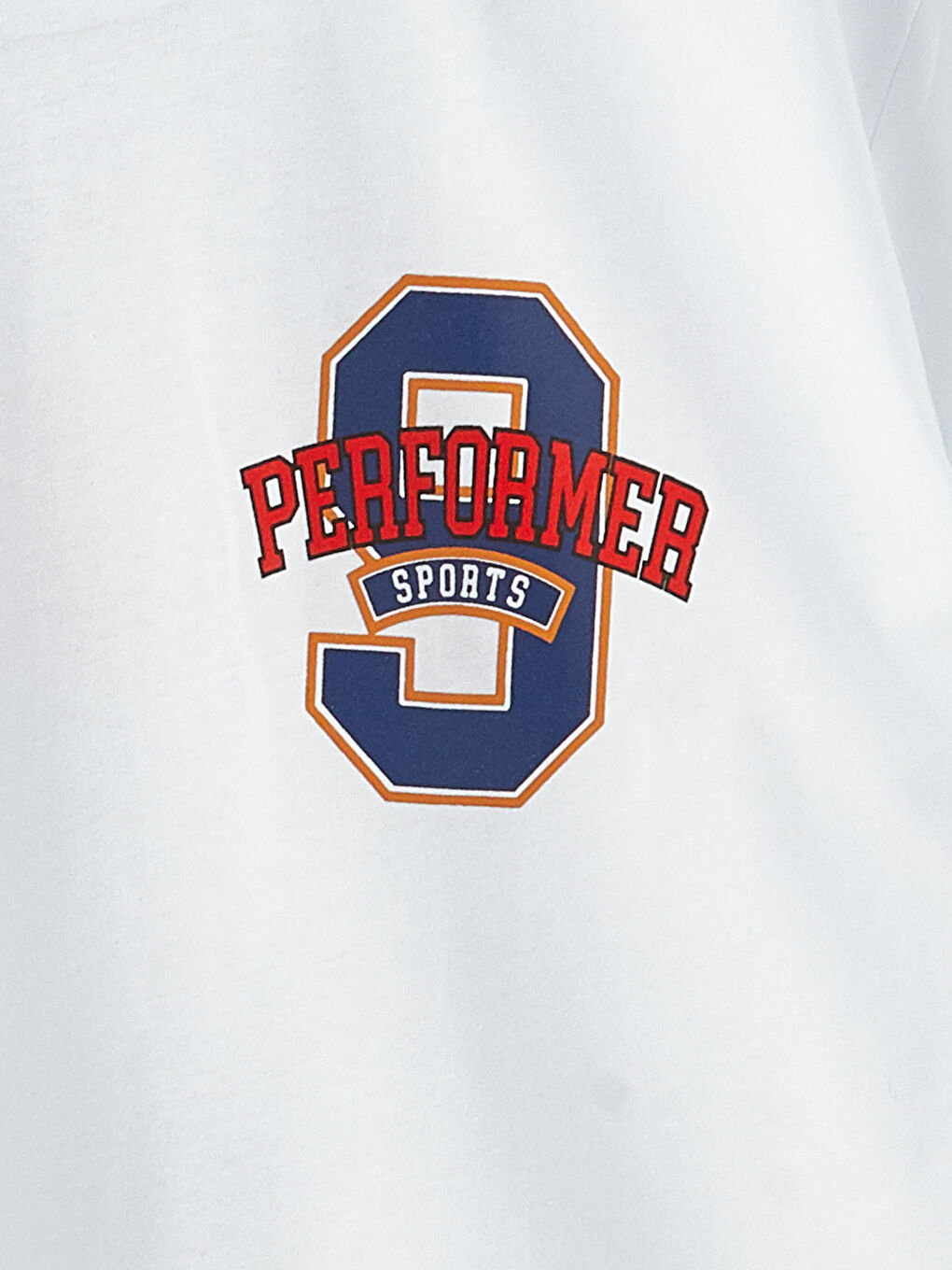 Beyaz Bisiklet Yaka Kısa Kollu Baskılı Penye Erkek Tişört-7