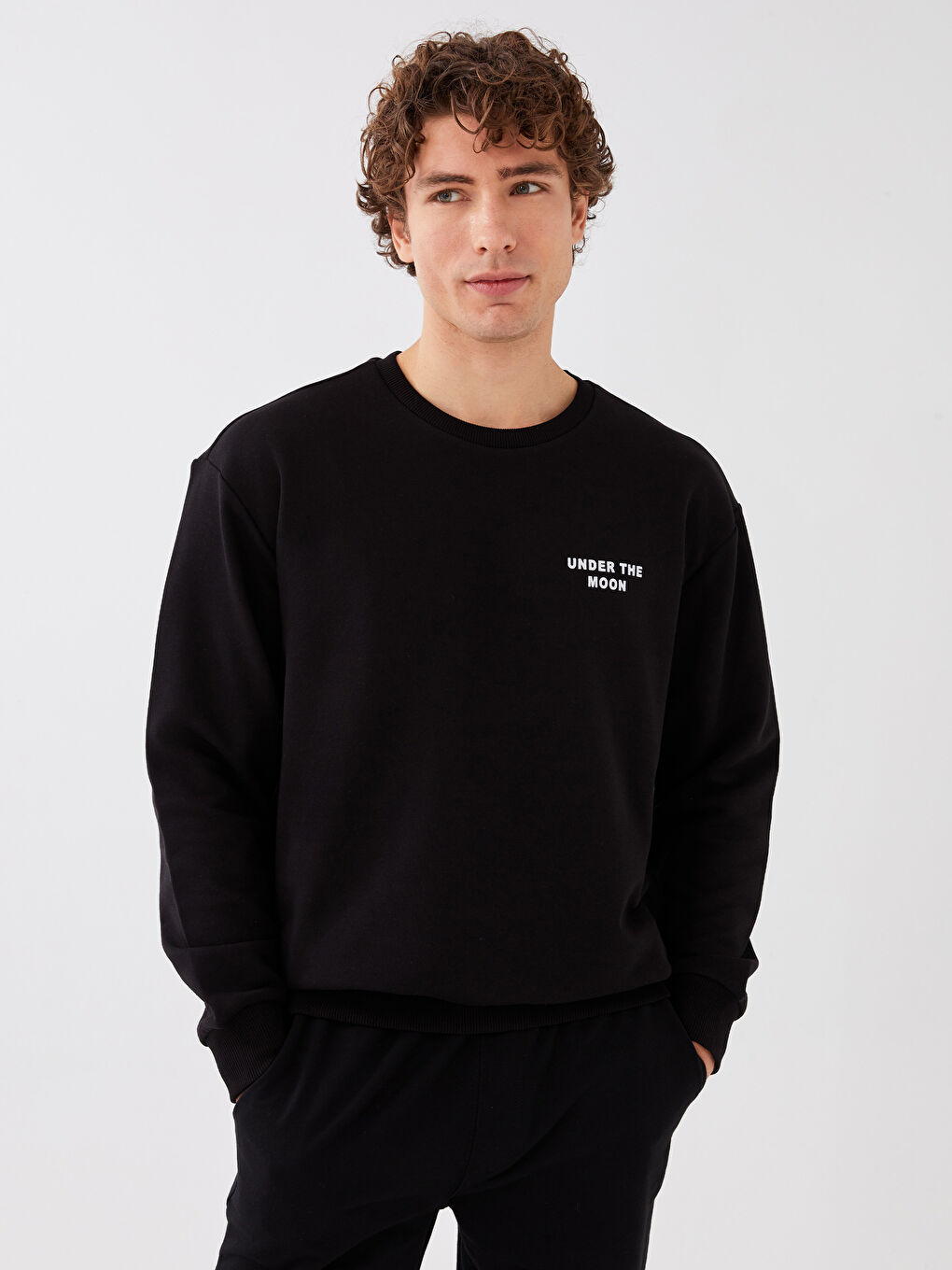 Oversize Crew Neck Long Sleeve Printed Men's Sweatshirt-1