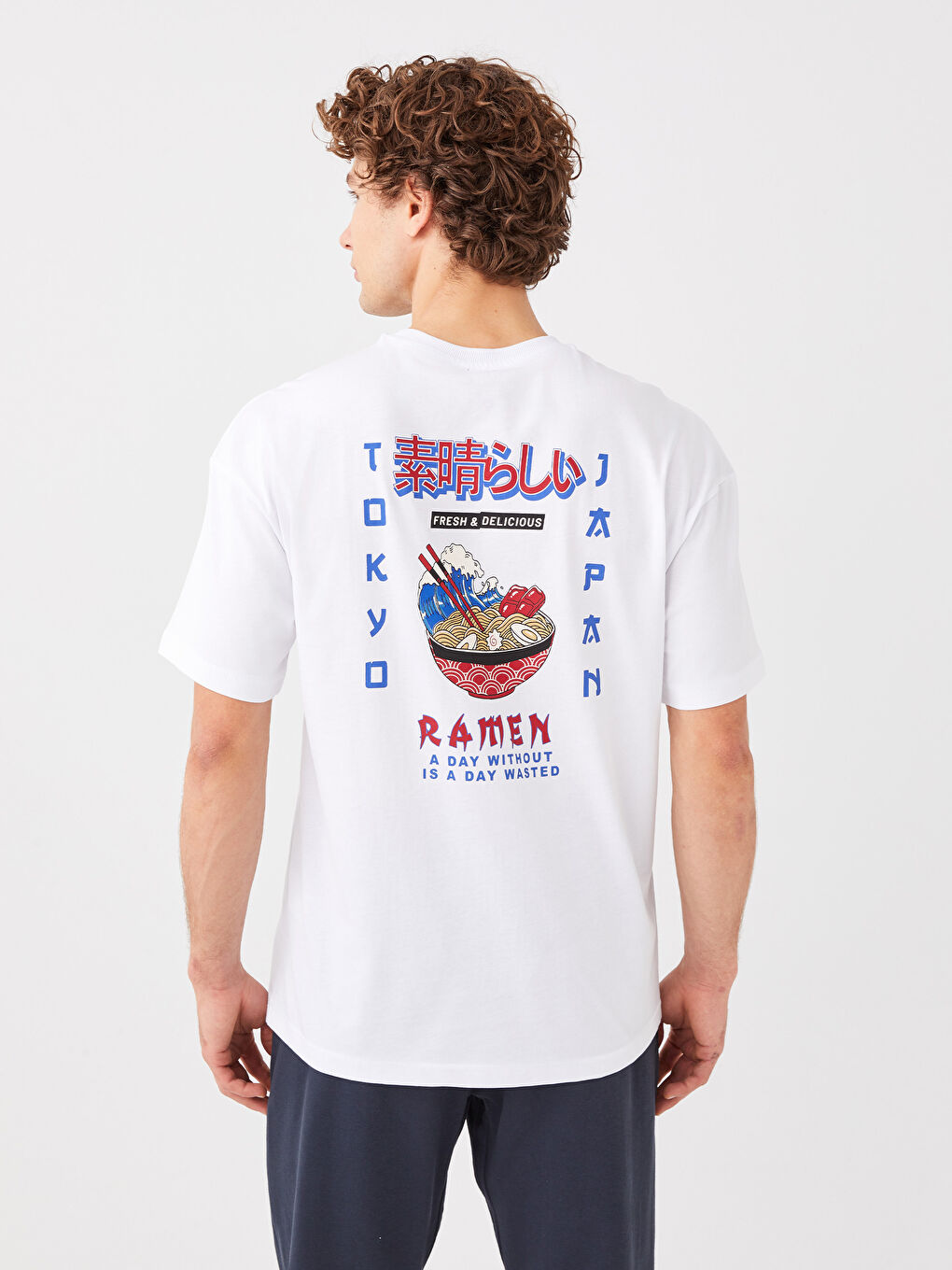 Футболка мужская из джерси с принтом, круглым вырезом и короткими рукавами, оверсайз