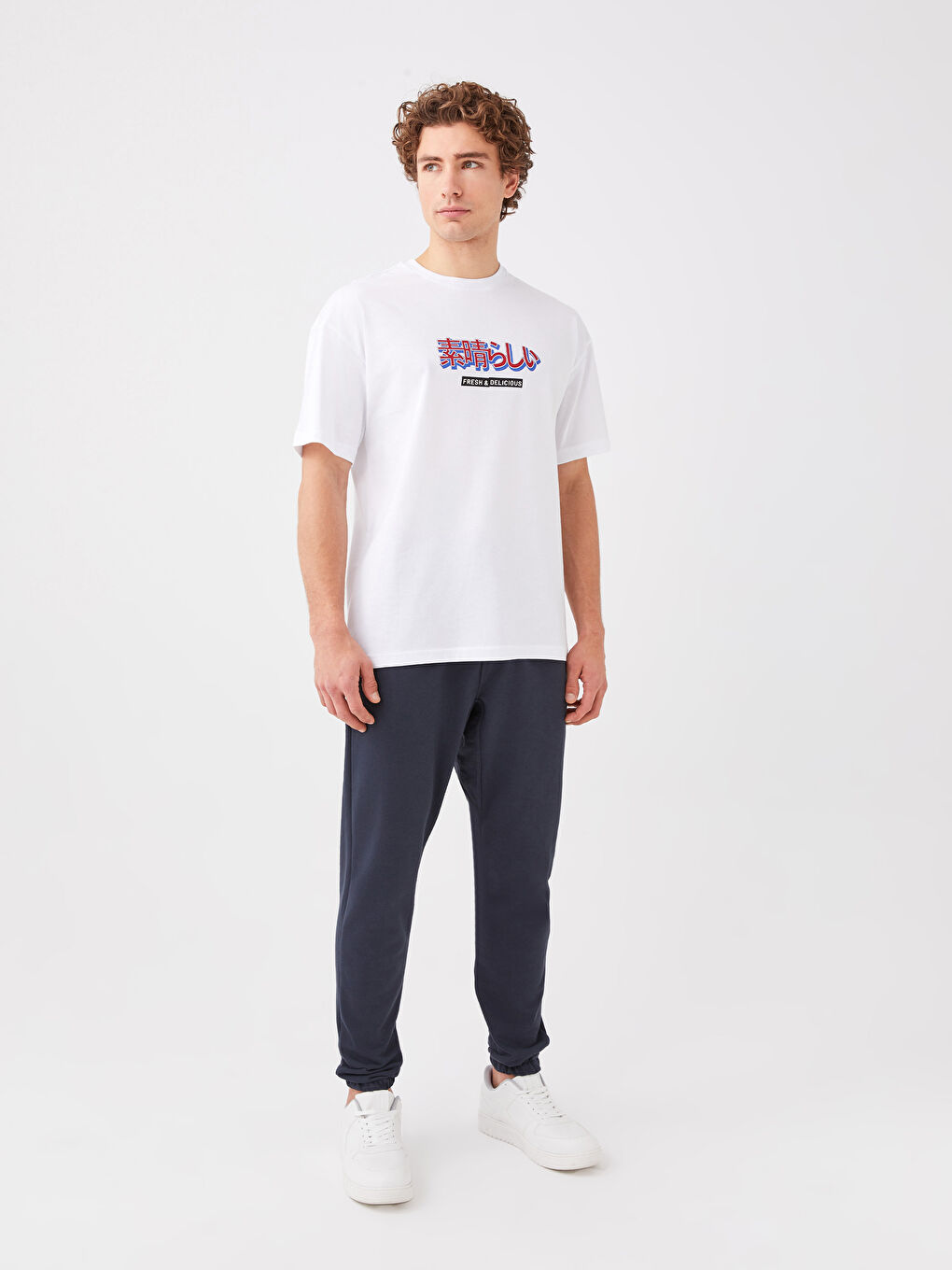 Футболка мужская из джерси с принтом, круглым вырезом и короткими рукавами, оверсайз-2