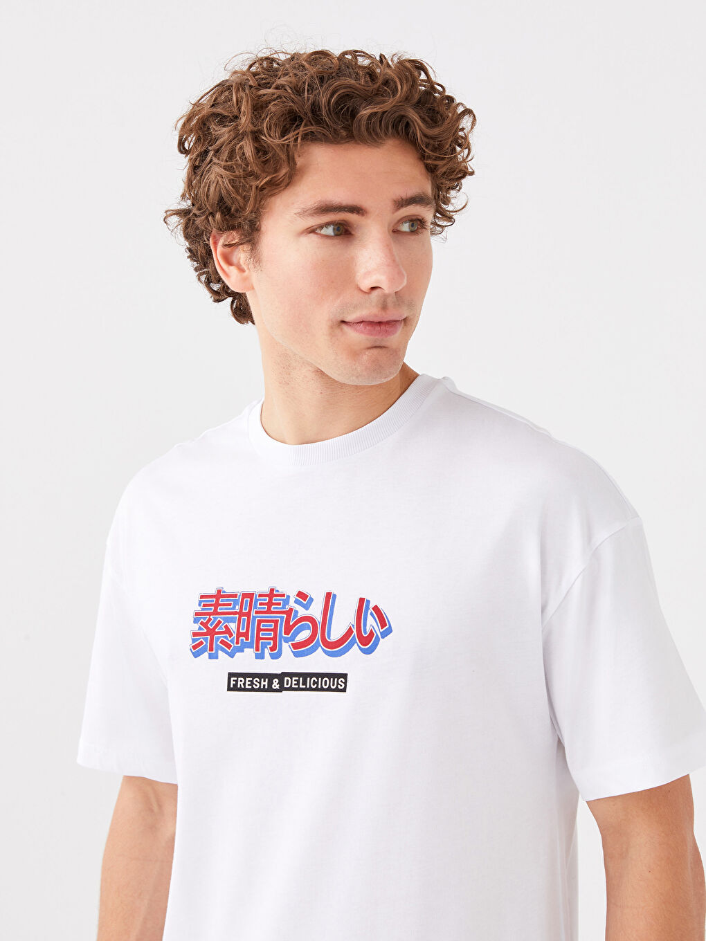 Футболка мужская из джерси с принтом, круглым вырезом и короткими рукавами, оверсайз-3