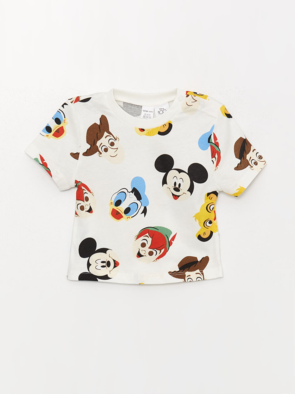 Beyaz Bisiklet Yaka Kısa Kollu Mickey Mouse Baskılı Erkek Bebek Tişört ve Şort 2'li Takım-1