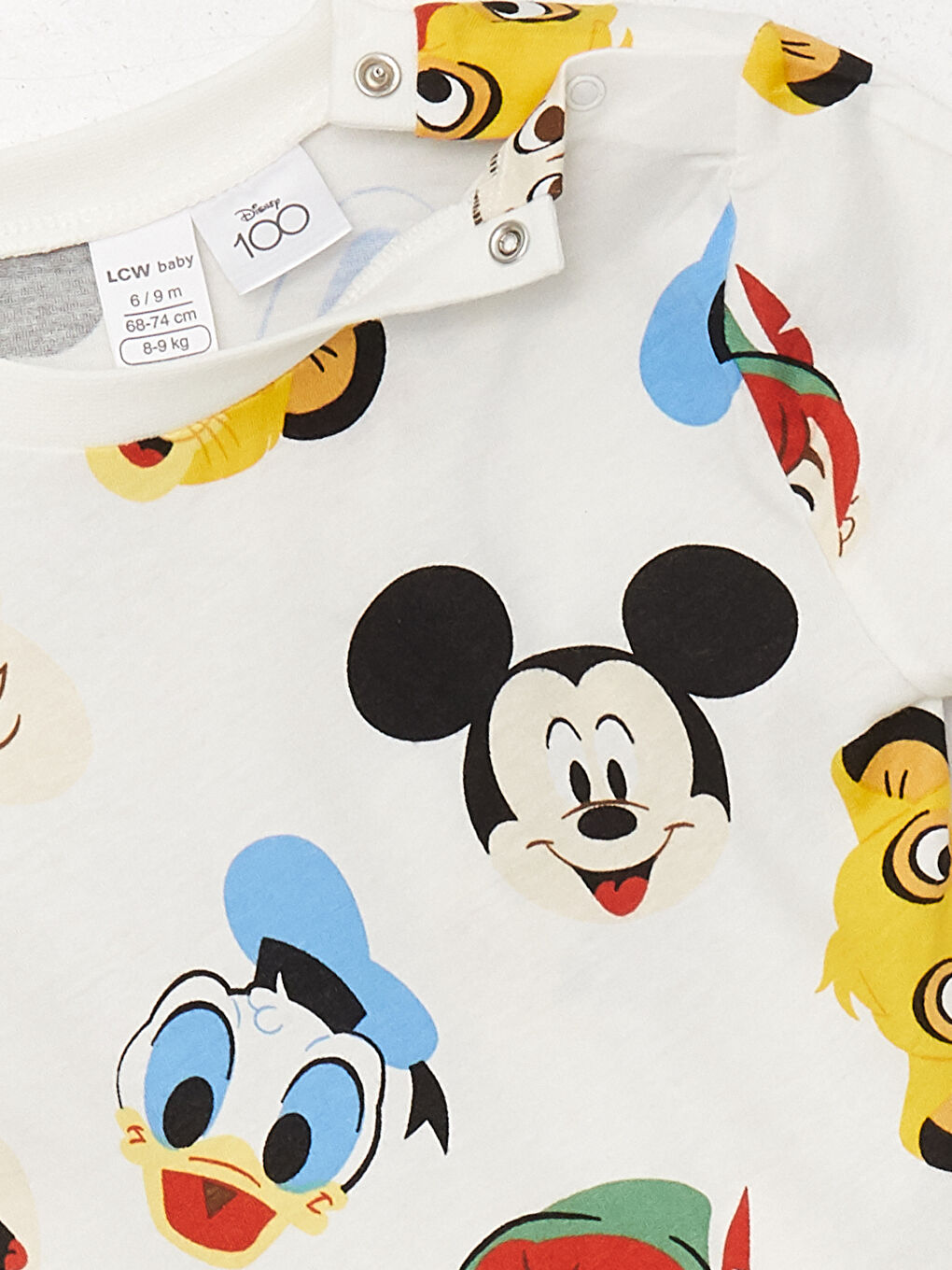 Beyaz Bisiklet Yaka Kısa Kollu Mickey Mouse Baskılı Erkek Bebek Tişört ve Şort 2'li Takım-3