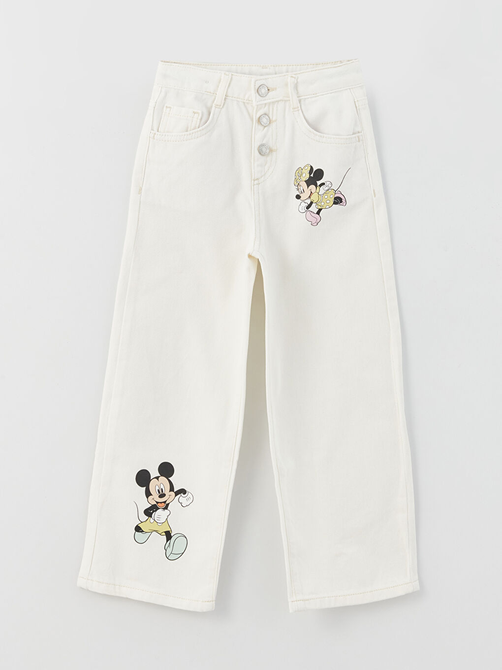 Minnie and Mickey Mouse Printed Wide Leg Girl Jeans