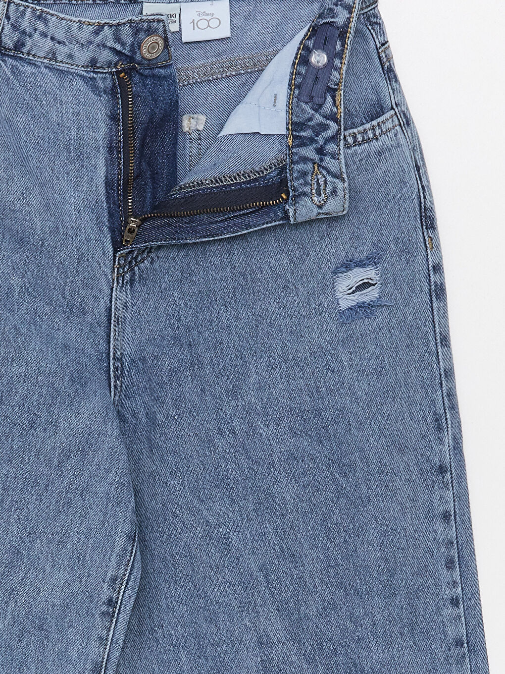 Mavi Mickey Mouse Baskılı Kız Çocuk Jean Pantolon-3