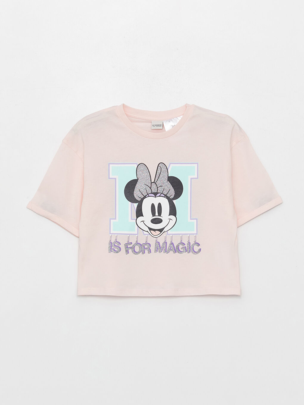 Crew Neck Minnie Mouse Printed Short Sleeve Girls' T-Shirt-2