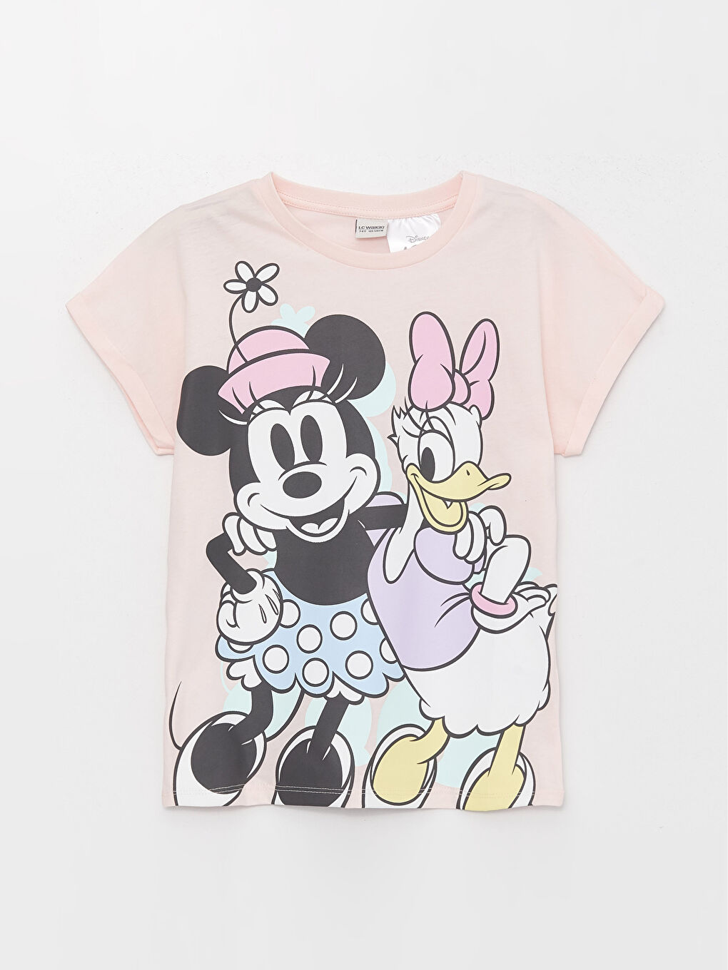Crew Neck Minnie Mouse Printed Short Sleeve Girls' T-Shirt-2
