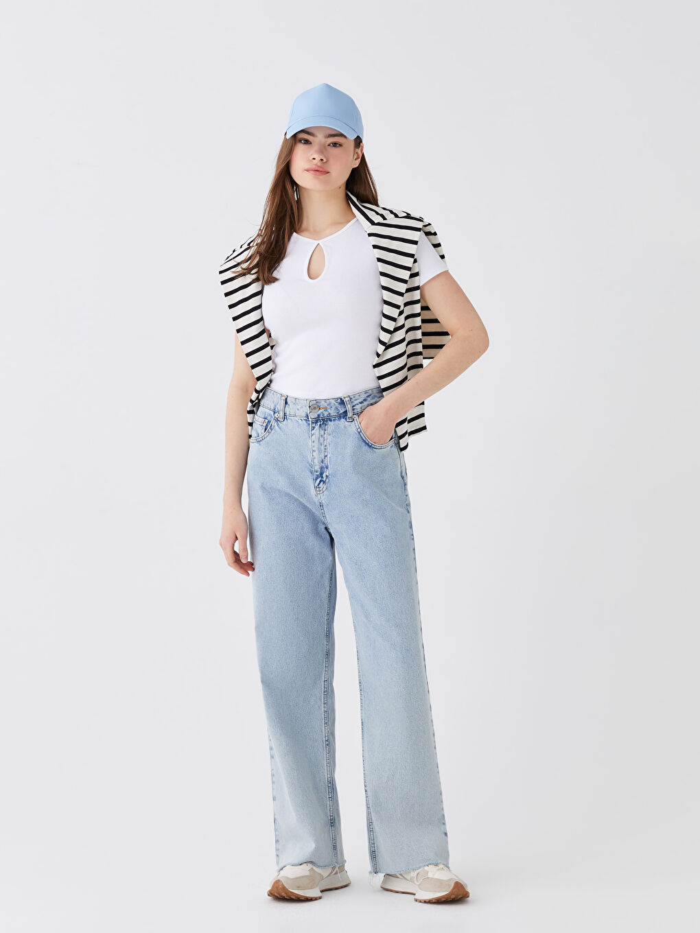 Mavi Kadın Düz Kep Şapka-2