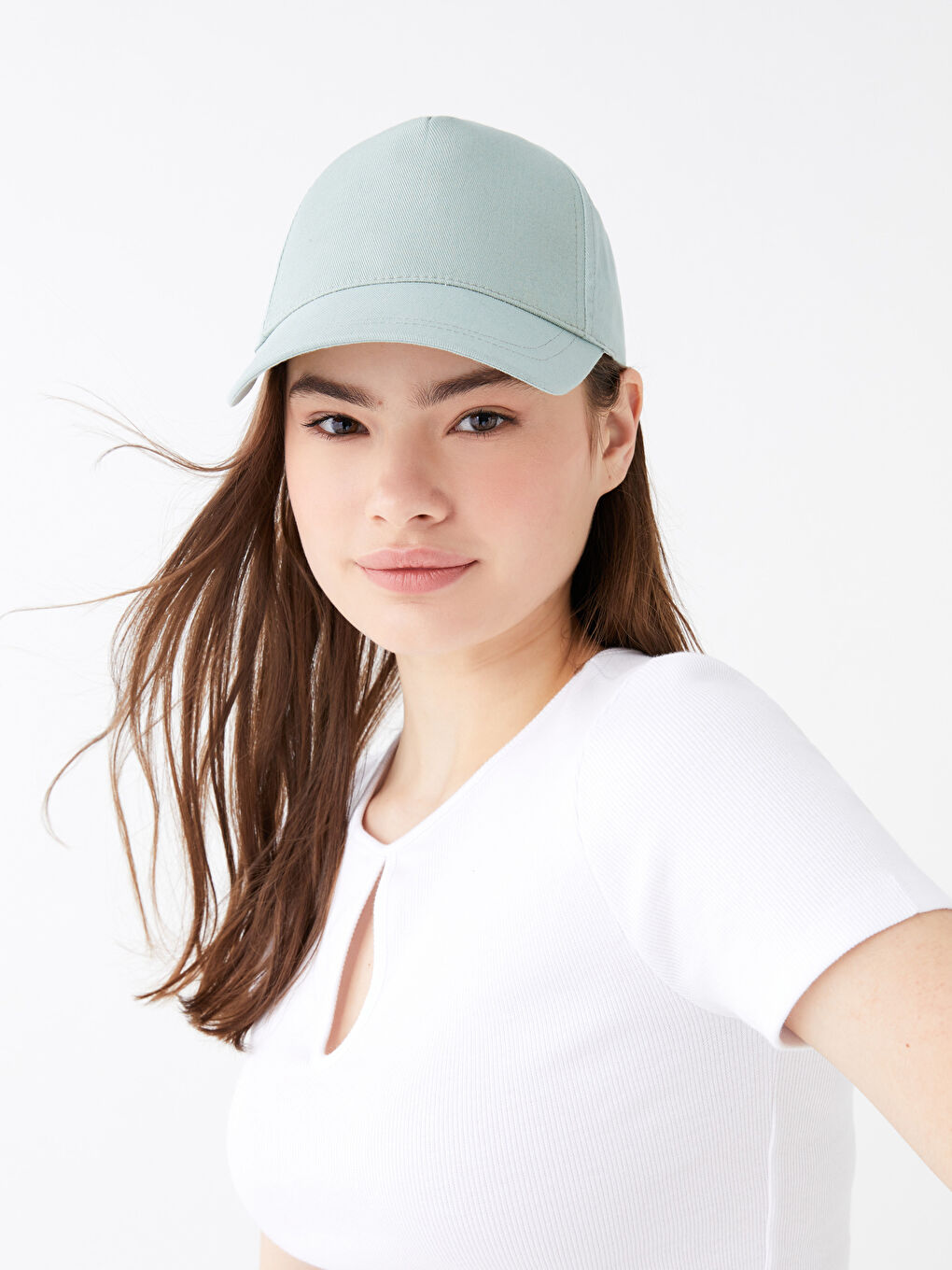 Yeşil Kadın Düz Kep Şapka