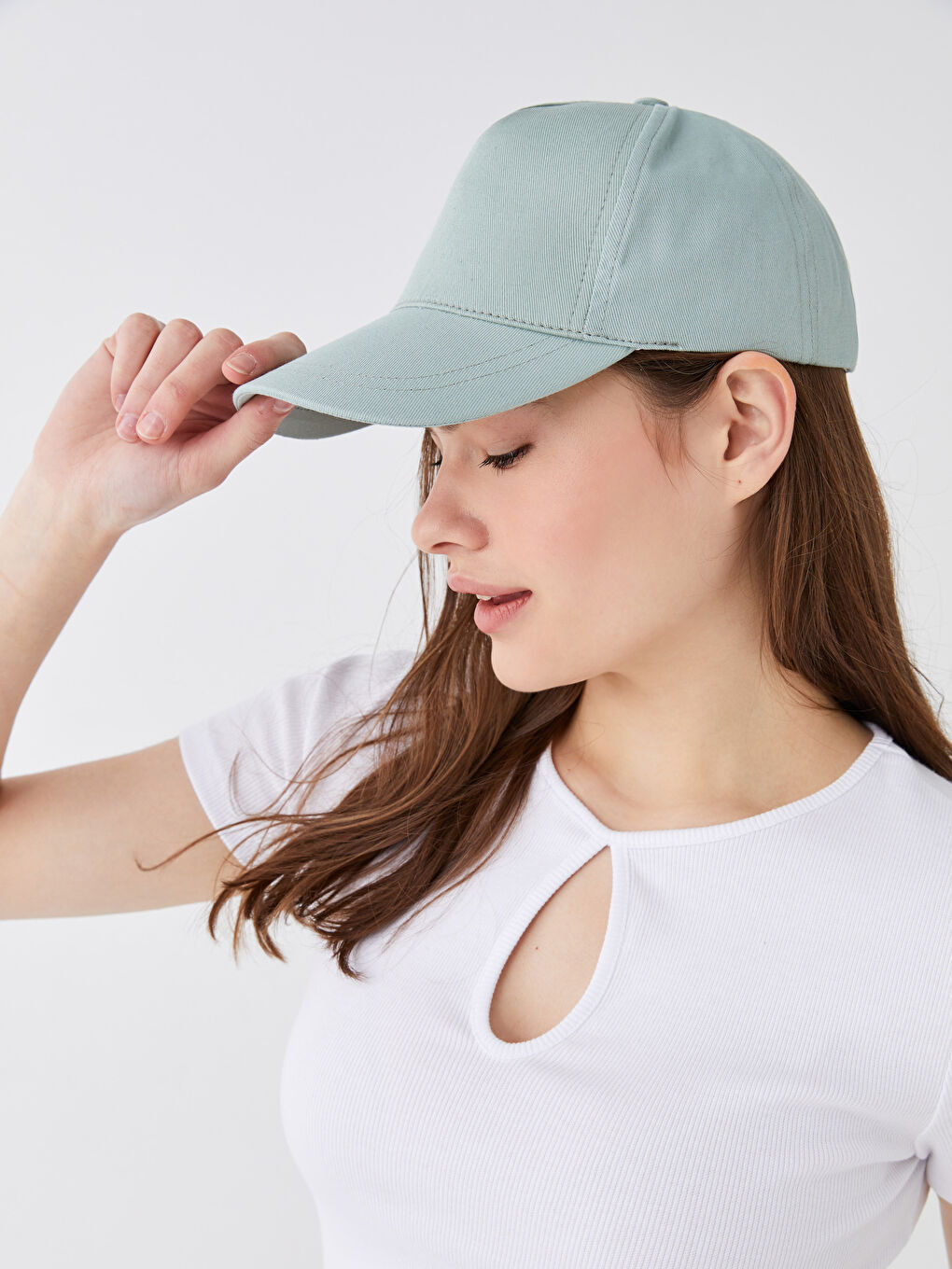 Yeşil Kadın Düz Kep Şapka-1