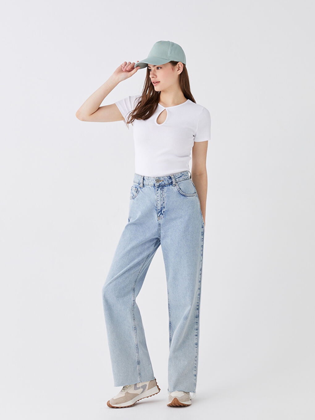 Yeşil Kadın Düz Kep Şapka-2