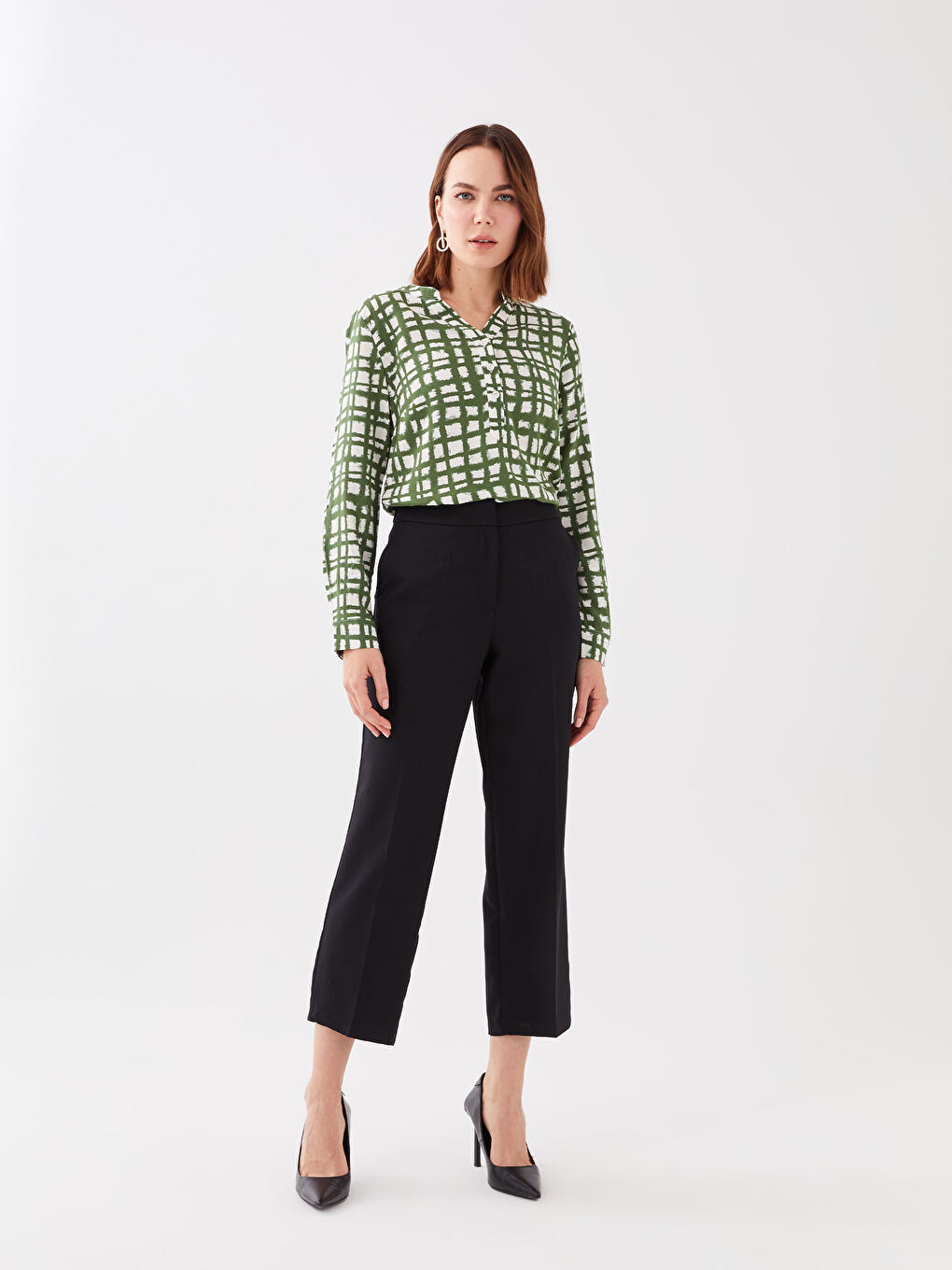 Pantalon Uni à Taille Élastique et Coupe Standard pour Femmes-1