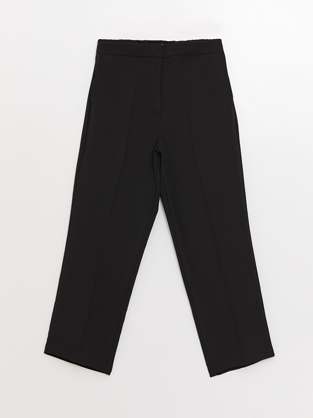 Pantalon Uni à Taille Élastique et Coupe Standard pour Femmes-5