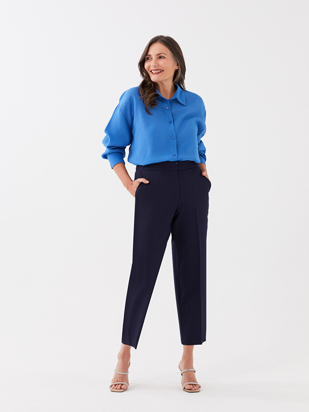 Women's Elastic Waist Standard Fit Regular Trousers
