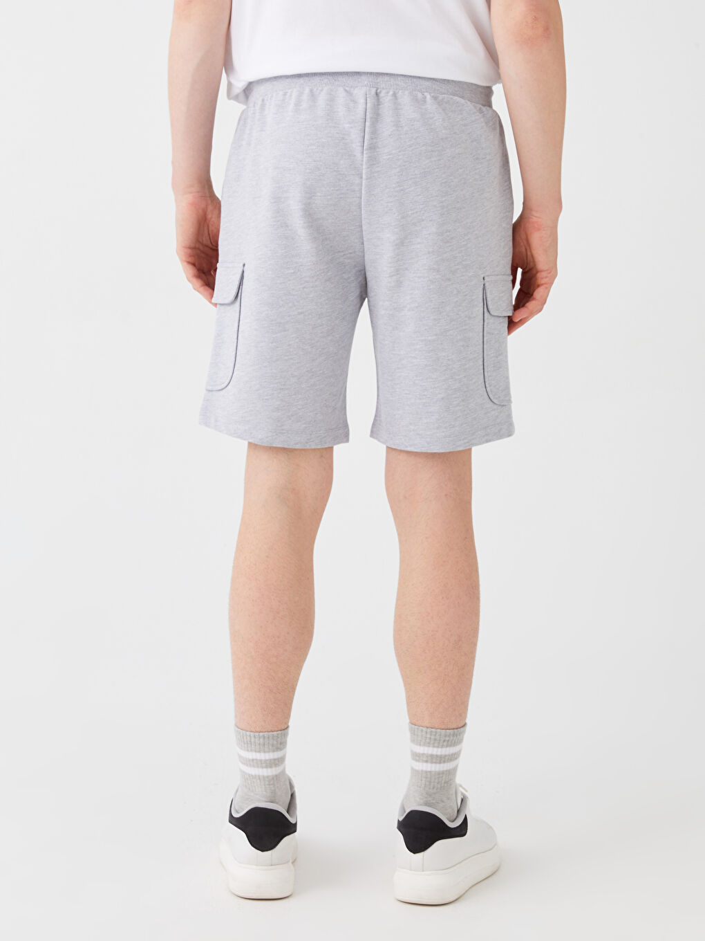 Gri Standart Kalıp Erkek Kargo Şort-3
