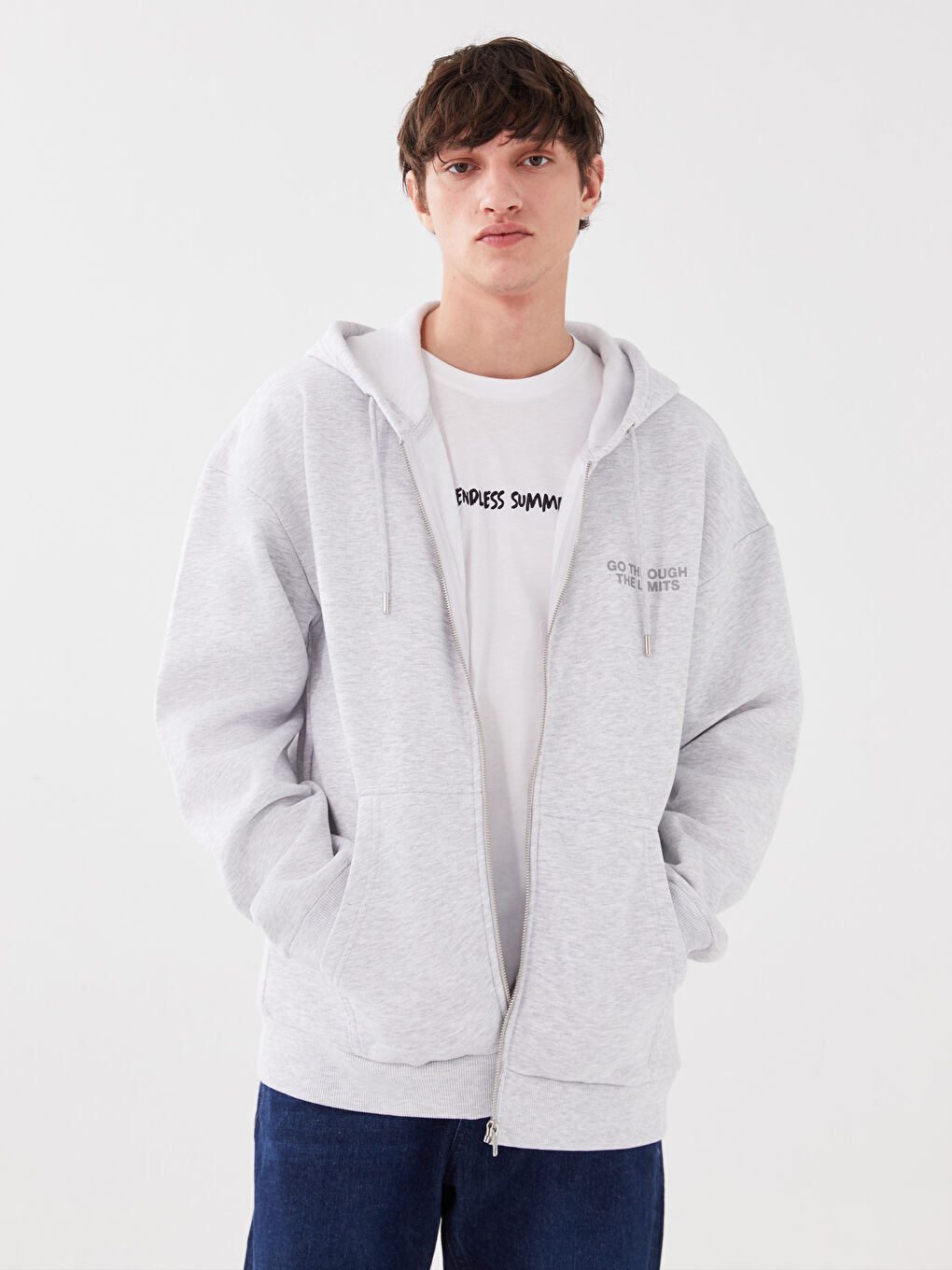 Cardigan de sport à manches longues et à capuche pour hommes-1