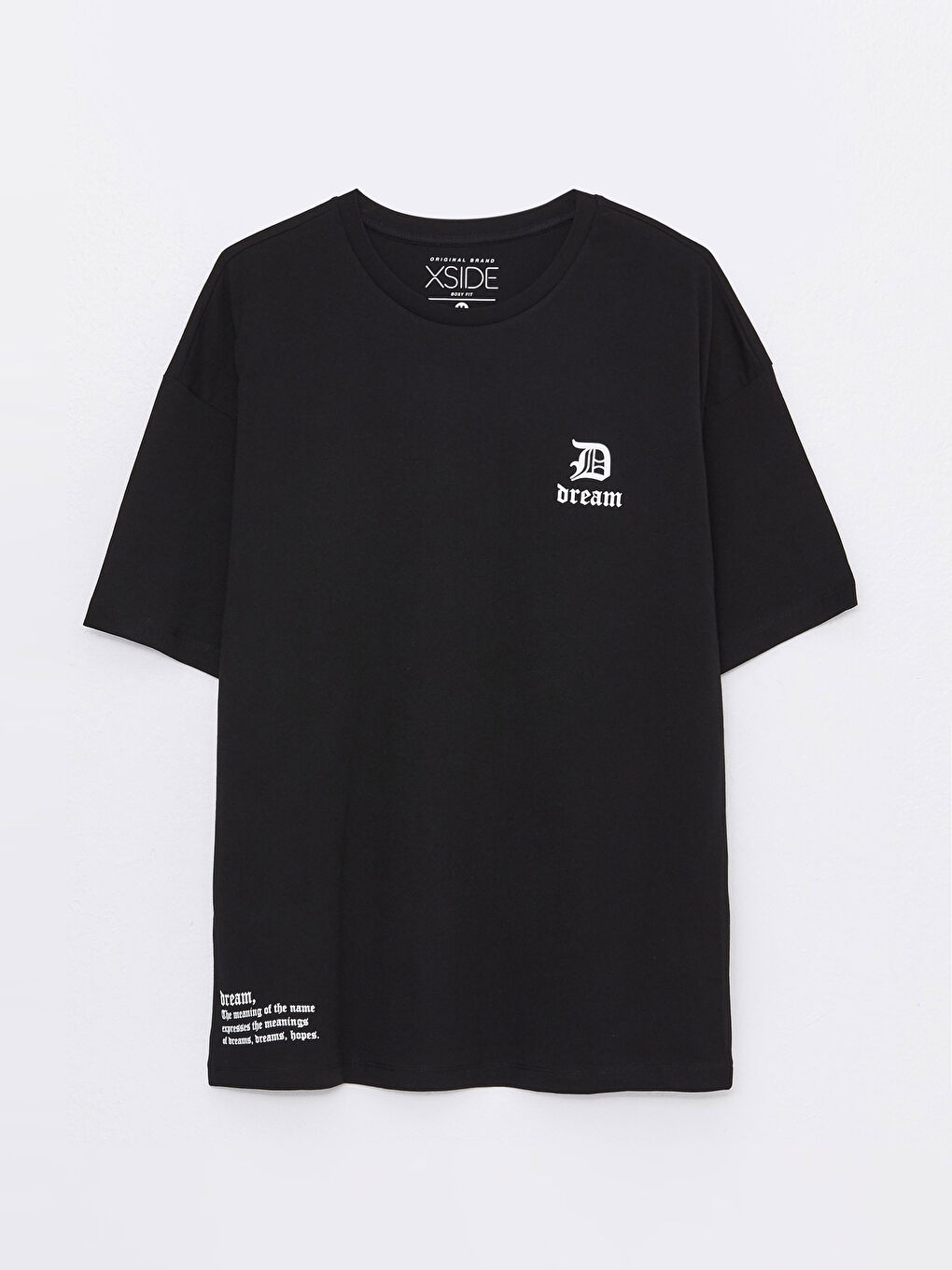 Siyah Bisiklet Yaka Kısa Kollu Baskılı Erkek Tişört-5