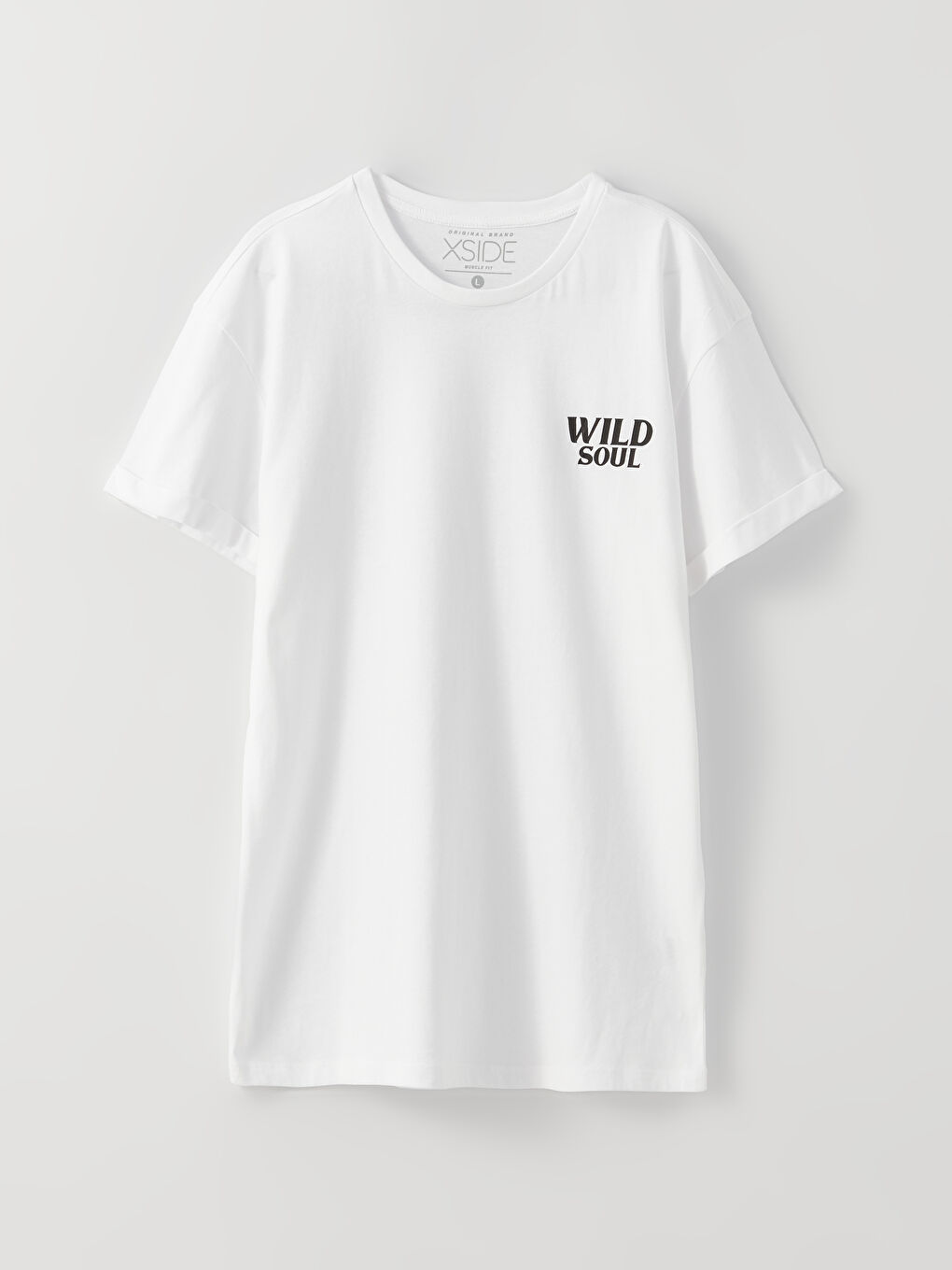 Beyaz Bisiklet Yaka Kısa Kollu Baskılı Penye Erkek Tişört-5