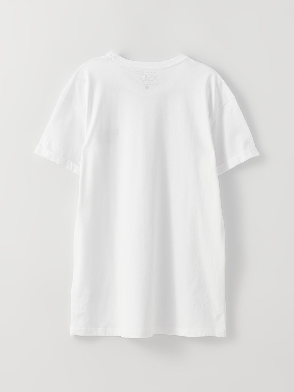 Beyaz Bisiklet Yaka Kısa Kollu Baskılı Penye Erkek Tişört-6