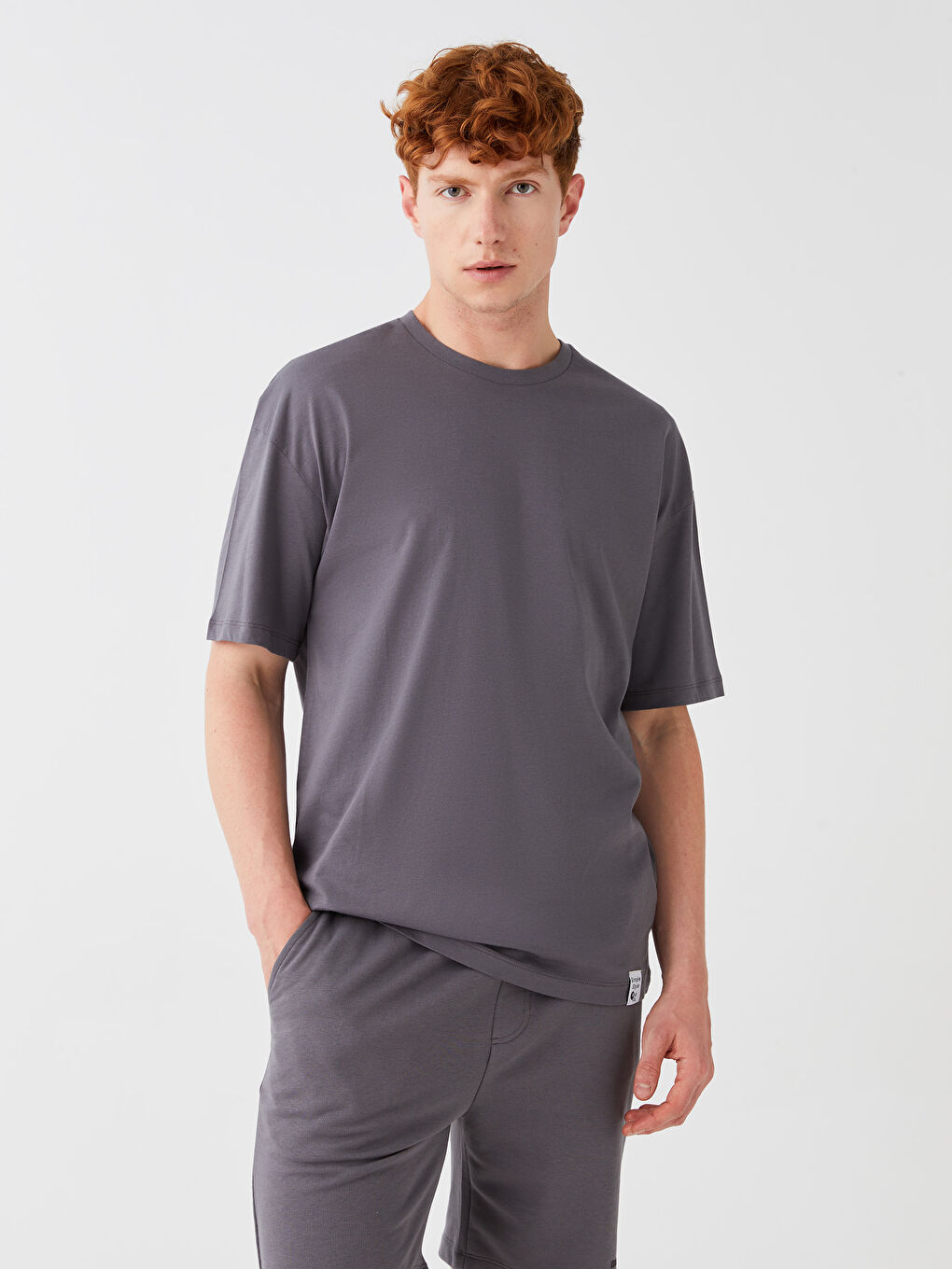 Antrasit Bisiklet Yaka Penye Erkek Tişört