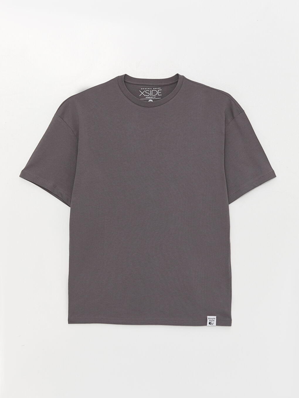 Antrasit Bisiklet Yaka Penye Erkek Tişört-5