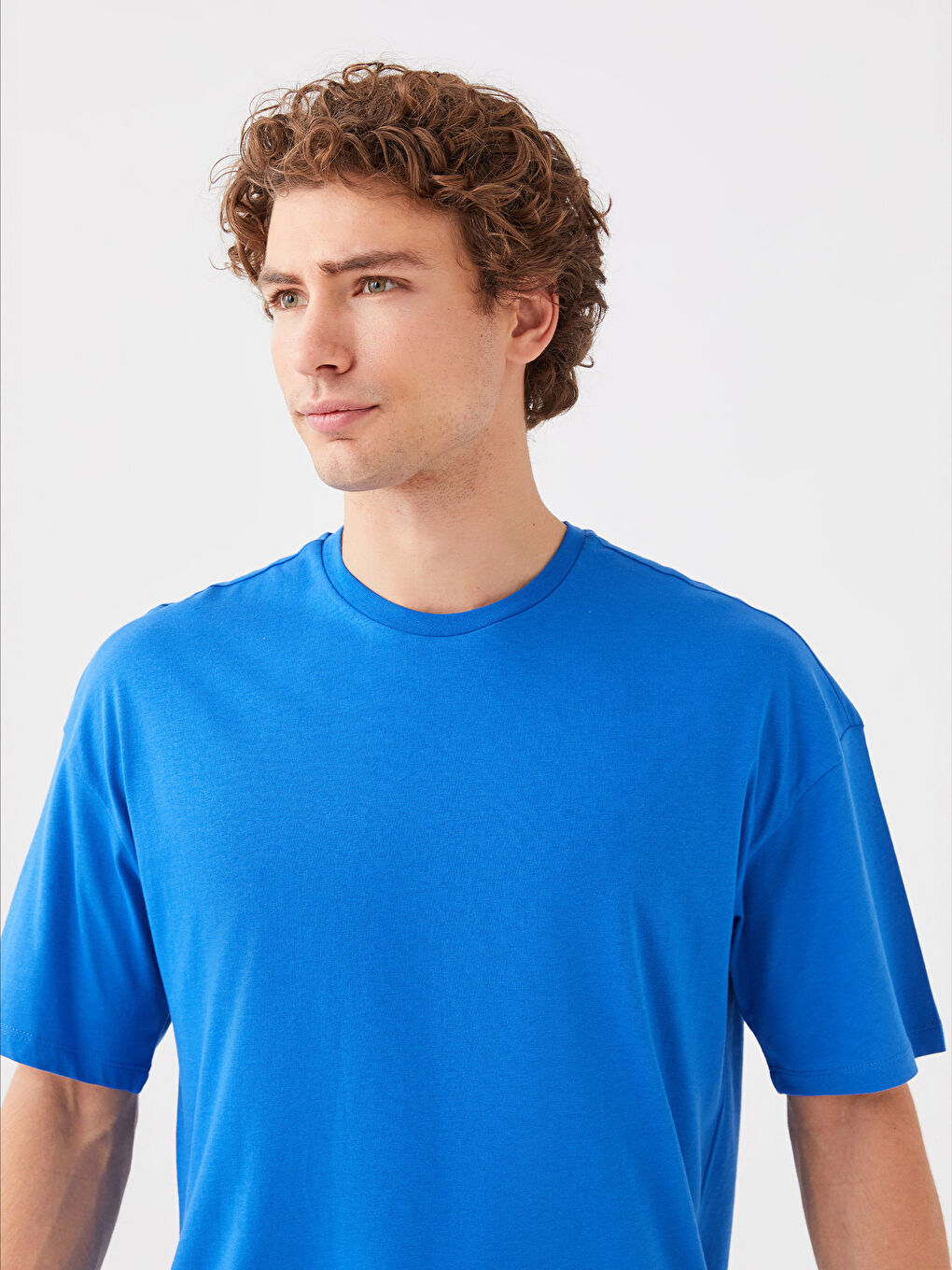 Mavi Bisiklet Yaka Penye Erkek Tişört-1