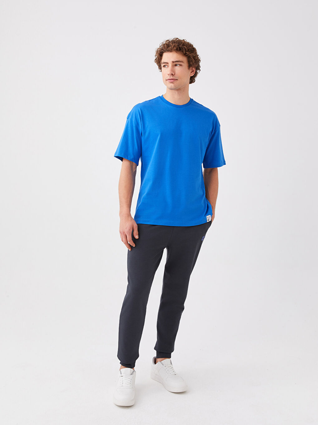 Mavi Bisiklet Yaka Penye Erkek Tişört-3