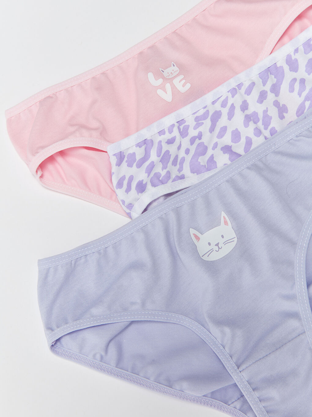 LCW Kids Lila Baskılı Pamuklu Kız Çocuk Külot 3'lü - 1