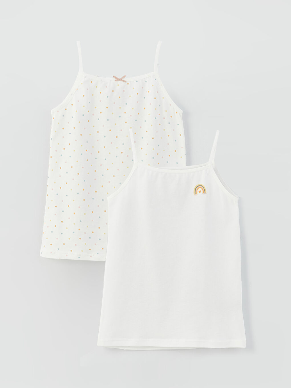 Square Collar Printed Strappy Girls' Vest 2 Pack