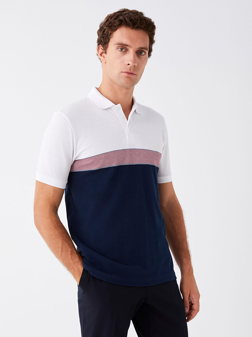LCWAIKIKI Classic Polo Neck Short Sleeve Color Block Men's T-Shirt -S3DL70Z8-LGS