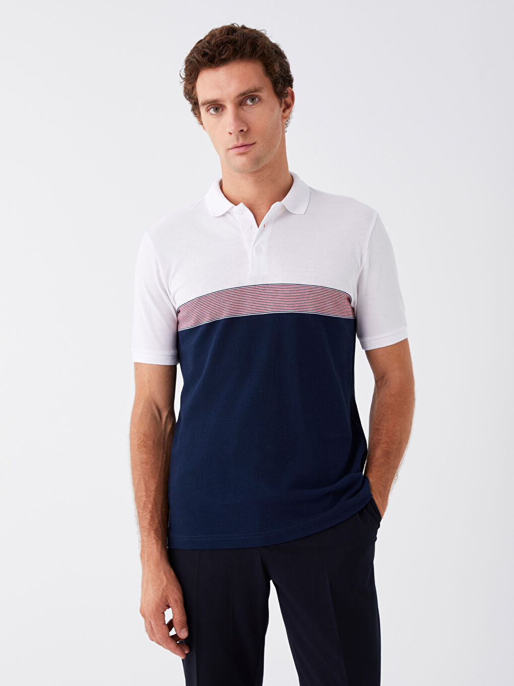 LCWAIKIKI Classic Polo Neck Short Sleeve Color Block Men's T-Shirt -S3DL70Z8-LGS