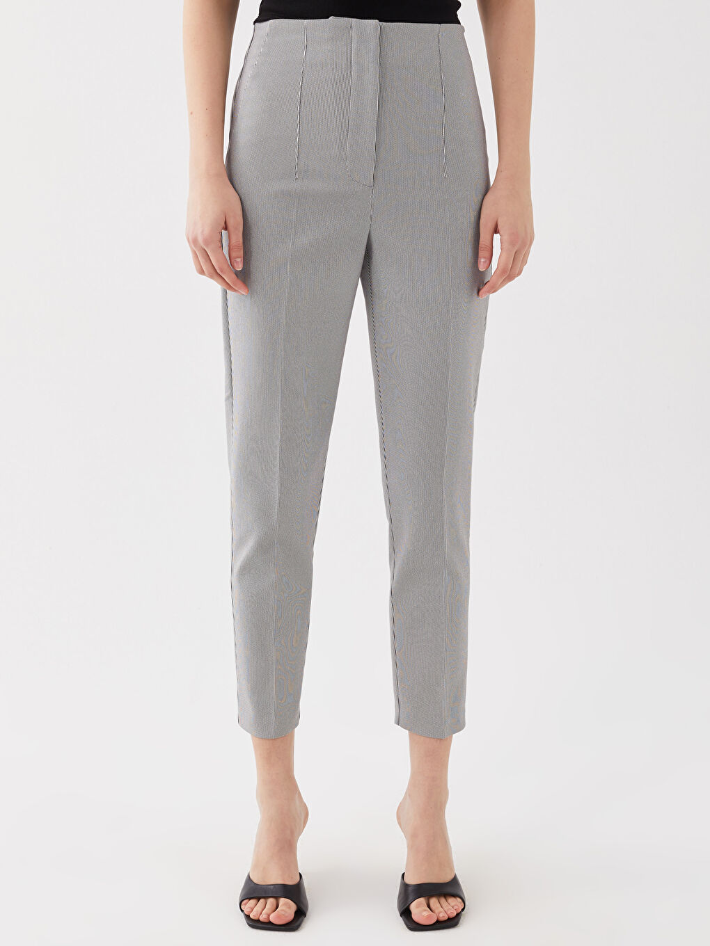 Siyah Yüksek Bel Standart Kalıp Kadın Pantolon-2