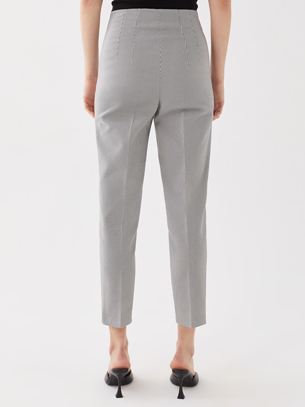 Siyah Yüksek Bel Standart Kalıp Kadın Pantolon-4