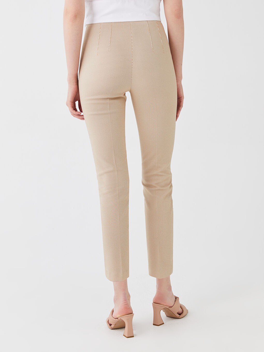 Kahverengi Yüksek Bel Standart Kalıp Kadın Pantolon-3