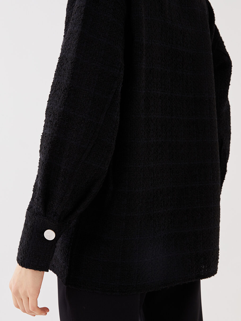 Узорчатая рубашка-пиджак оверсайз с длинным рукавом для женщин-3