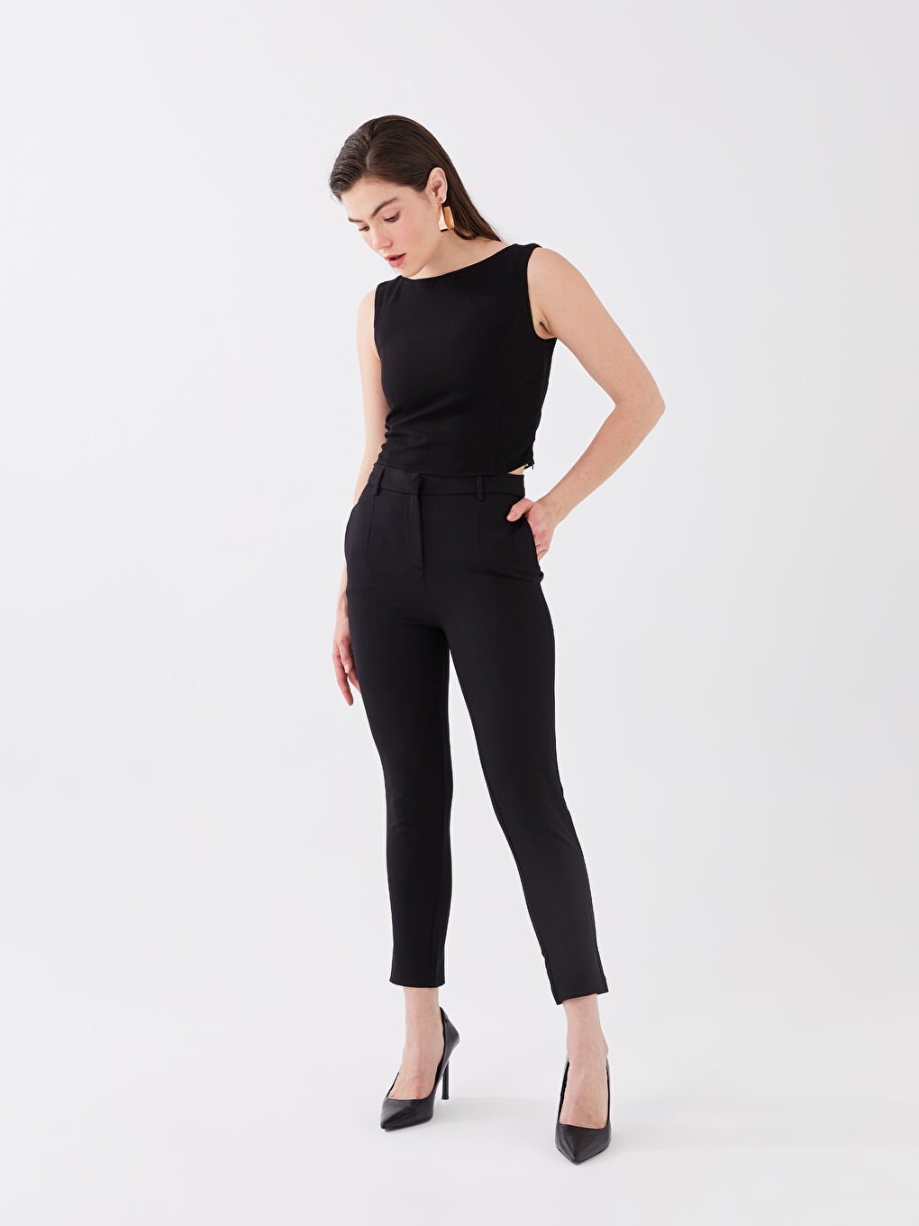LCW Vision Women's Extra Slim Fit Ankle Length Trousers -S3DL98Z8-CVL