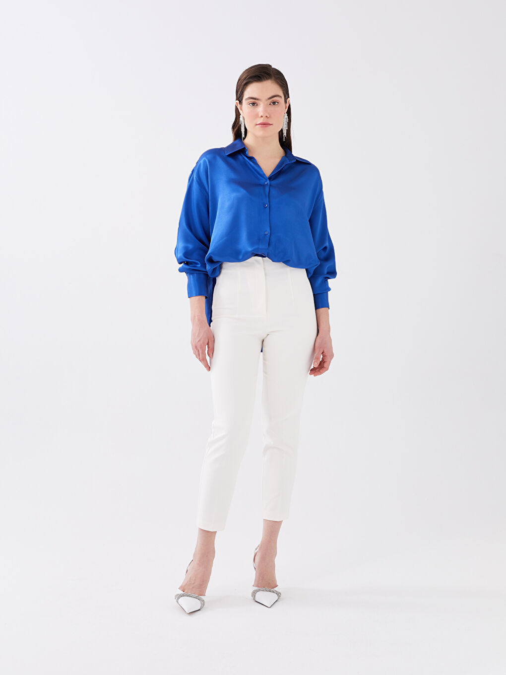 Women's Cigarette Plain Trousers-1
