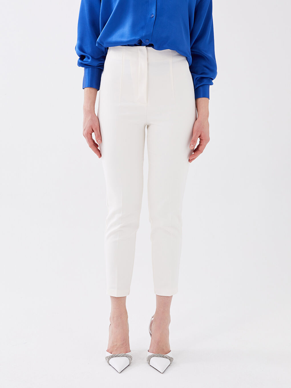 Women's Cigarette Plain Trousers-3