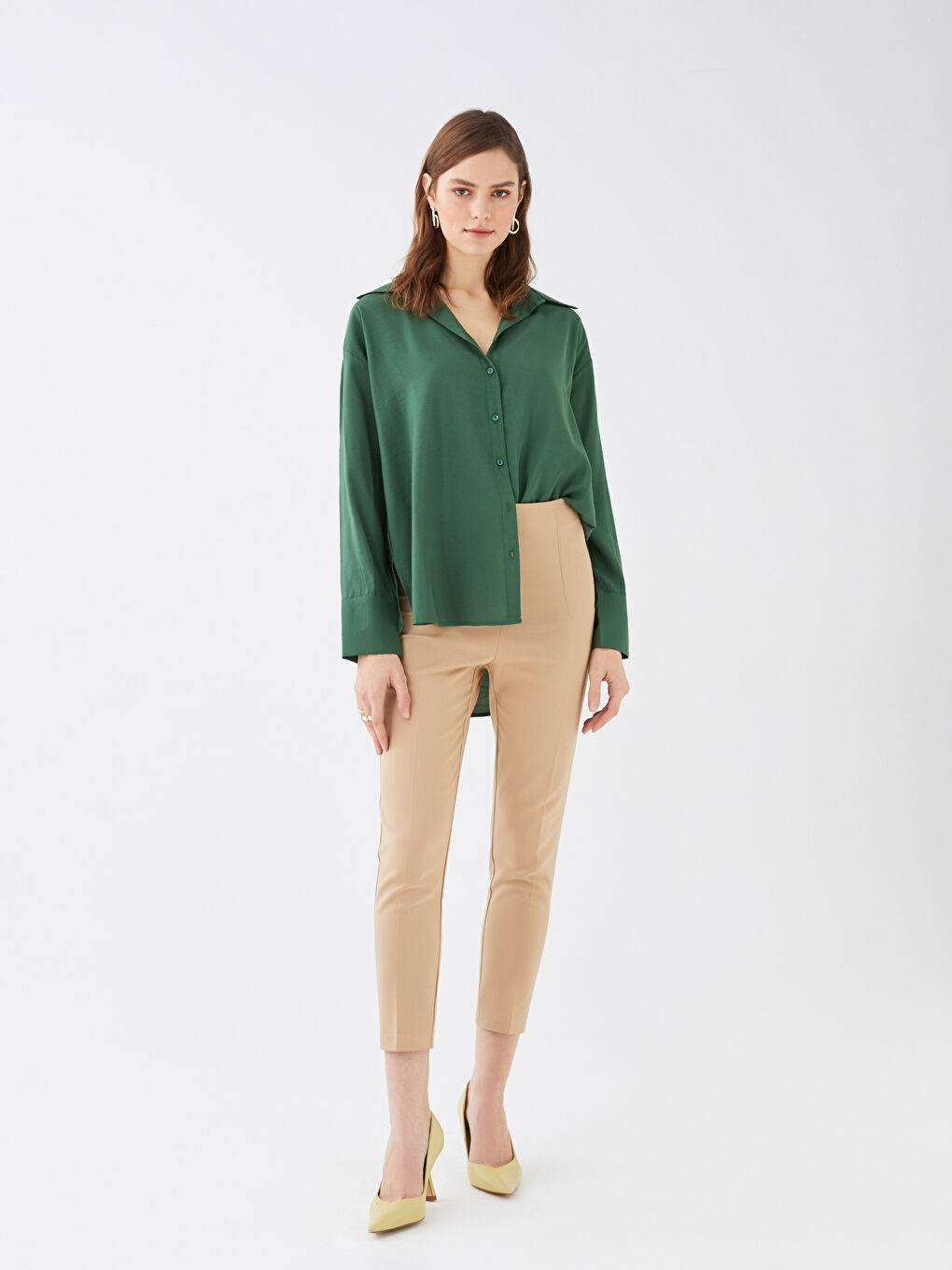 Pantalon Taille Haute Régulier Uni pour Femmes