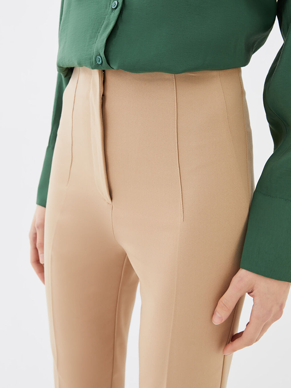 Pantalon Taille Haute Régulier Uni pour Femmes-2