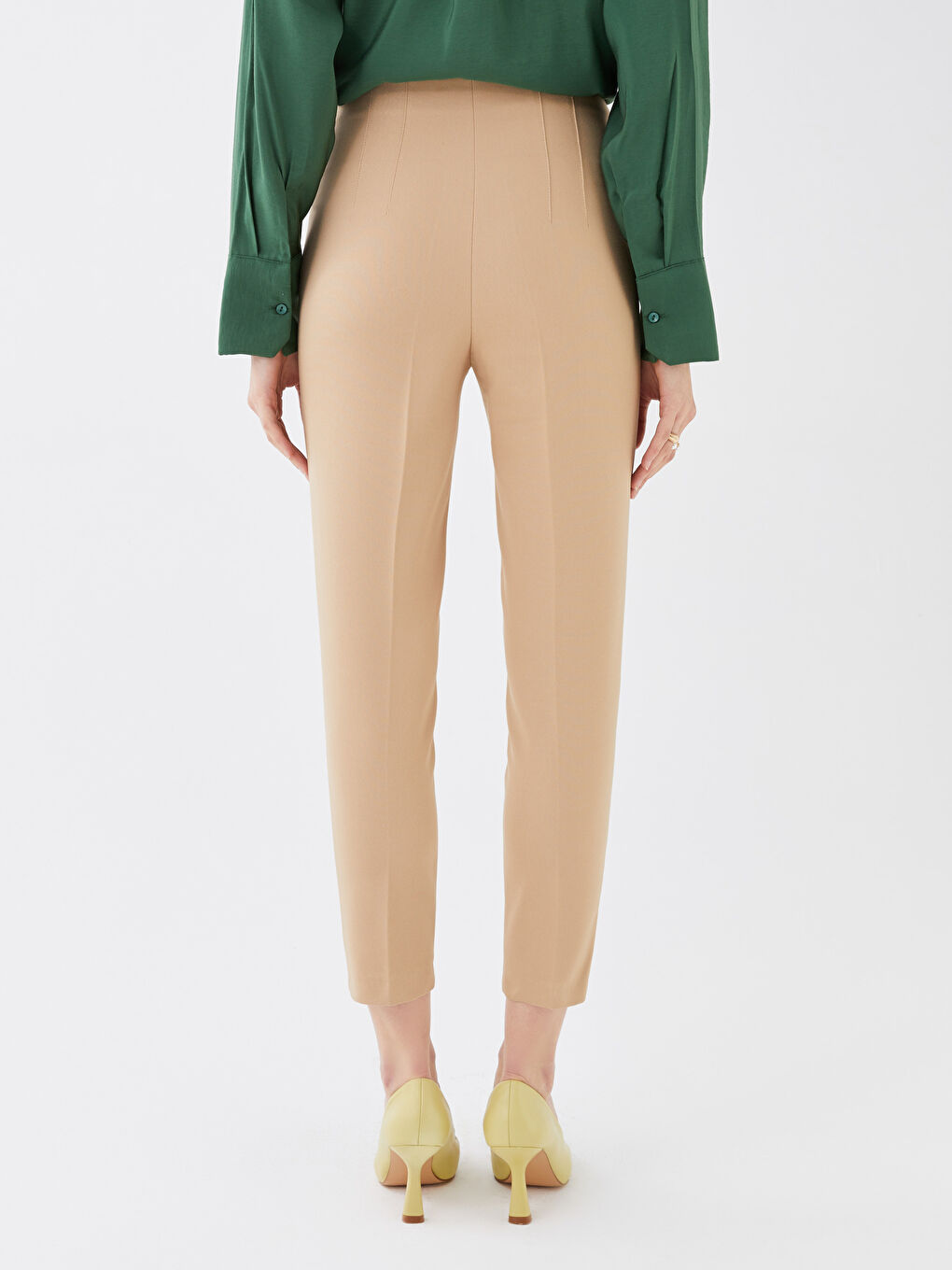 Pantalon Taille Haute Régulier Uni pour Femmes-4