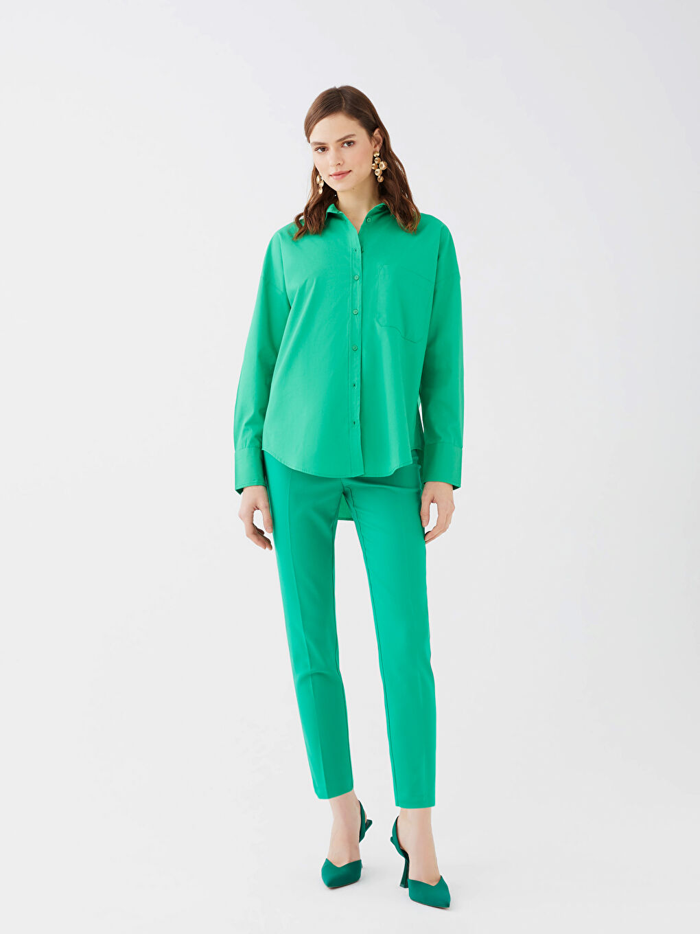 LCW Vision Women's High Waist Regular Fit Plain Trousers -S3DM03Z8-GKJ
