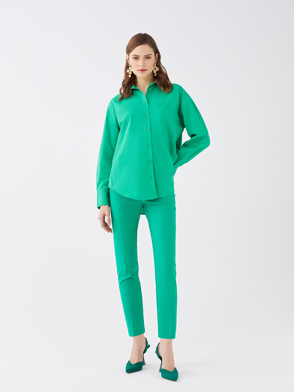 LCW Vision Women's High Waist Regular Fit Plain Trousers -S3DM03Z8-GKJ