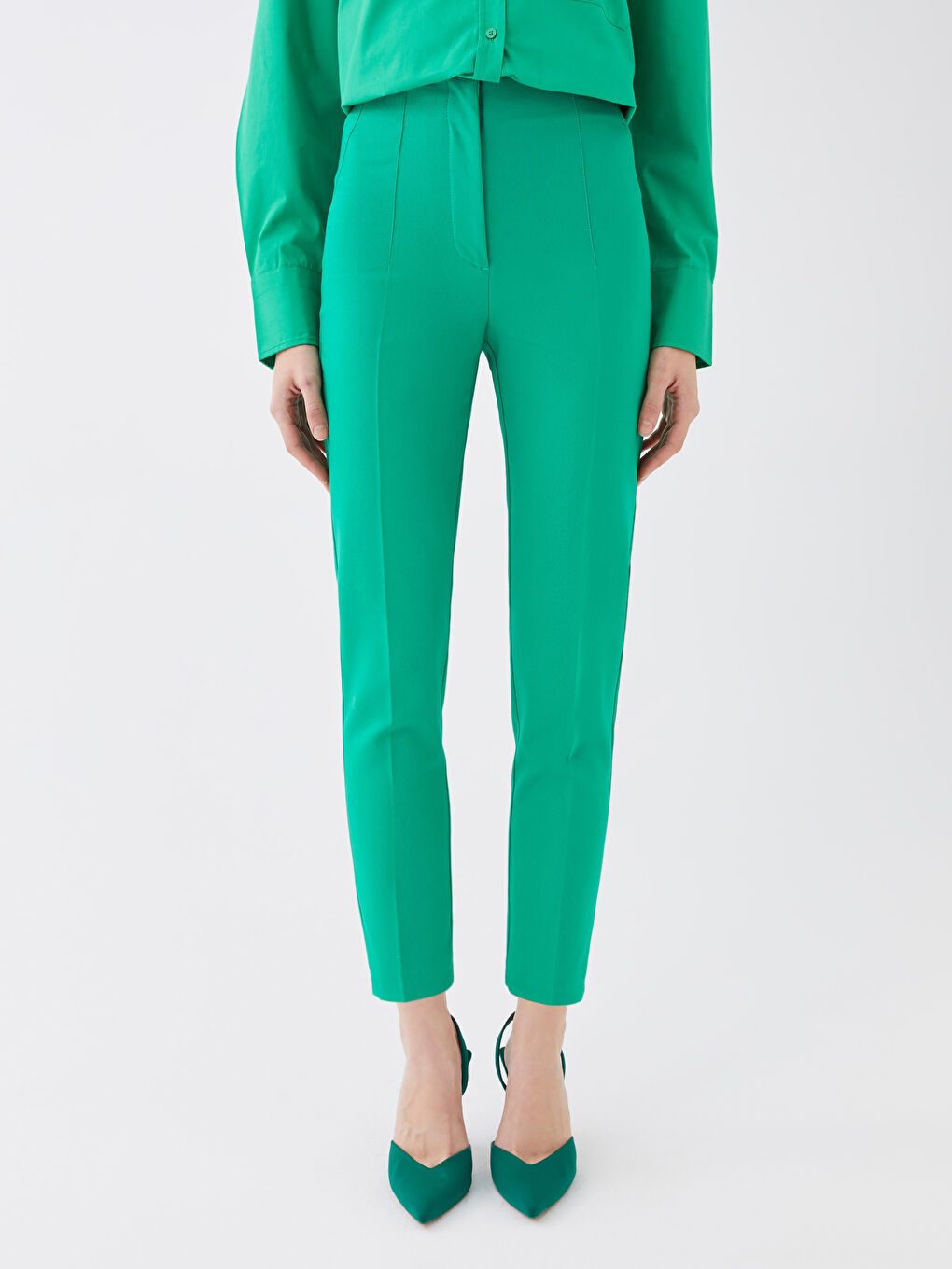 LCW Vision Women's High Waist Regular Fit Plain Trousers -S3DM03Z8-GKJ