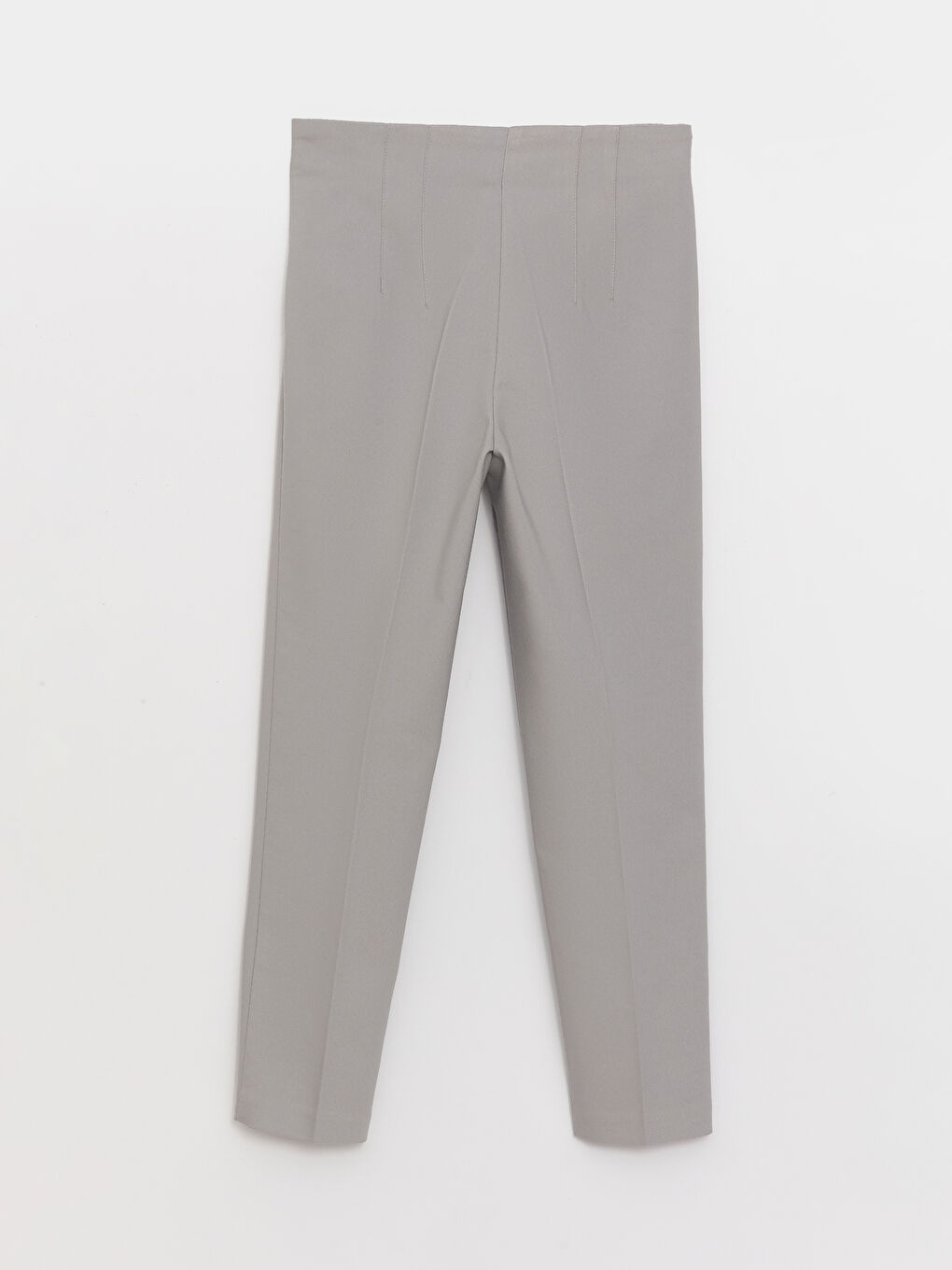 Gri Kadın Yüksek Bel Standart Fit Düz Pantolon-6