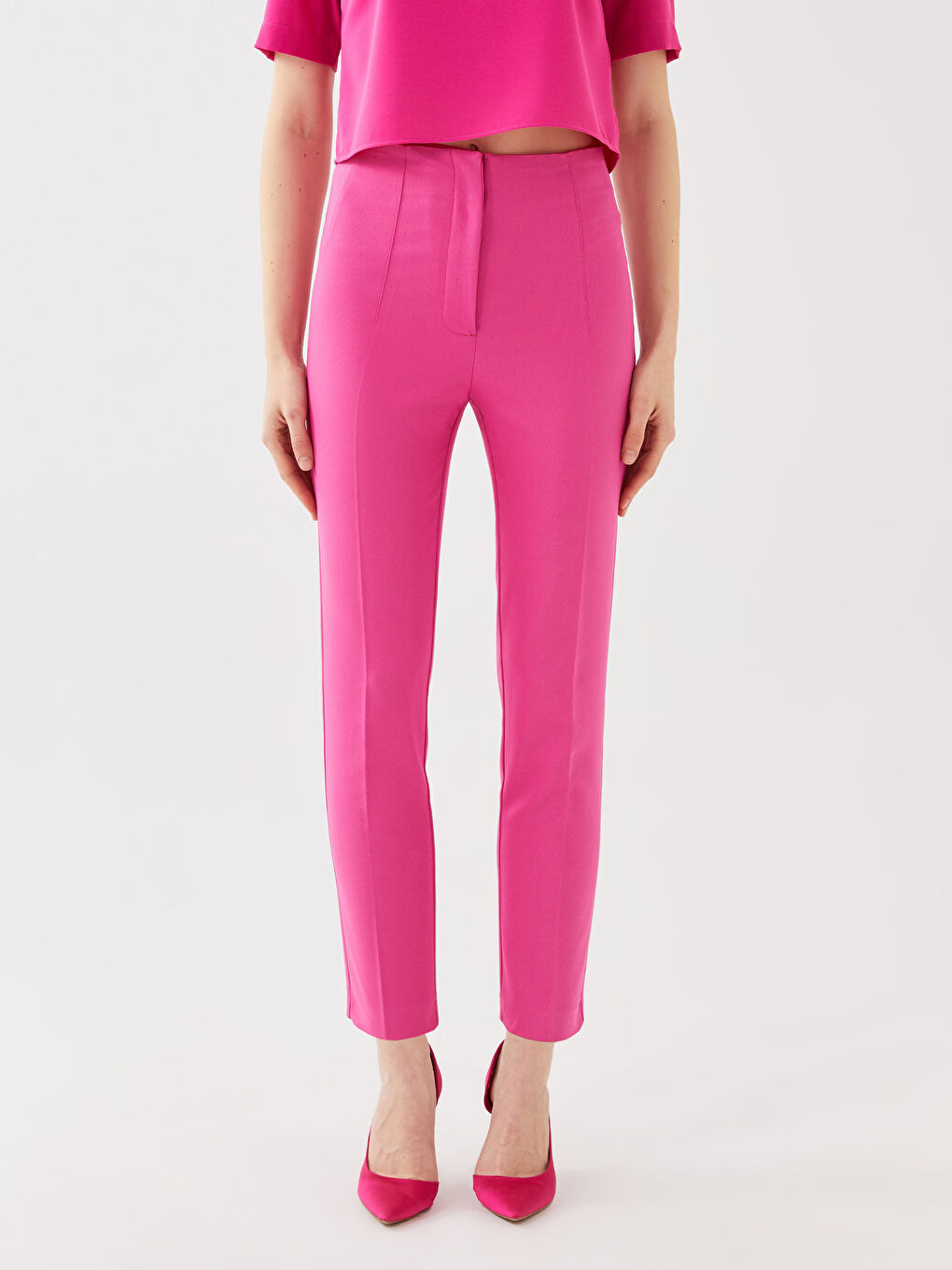 ქალებისთვის სტანდარტული მორგების უბრალო შარვალი-3