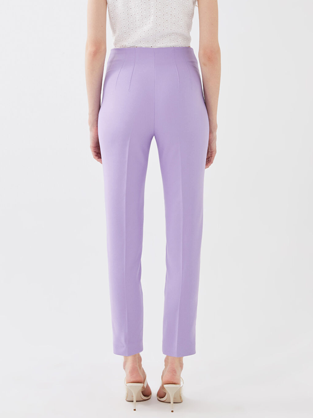 Lila Kadın Standart Fit Düz Pantolon-4
