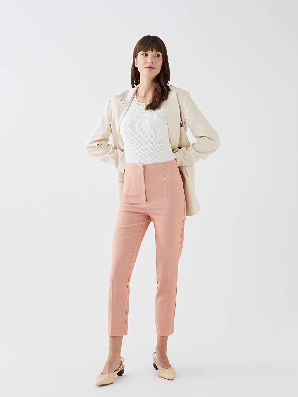 High Waist Standard Fit Women's Trousers -S3DM06Z8-LHB